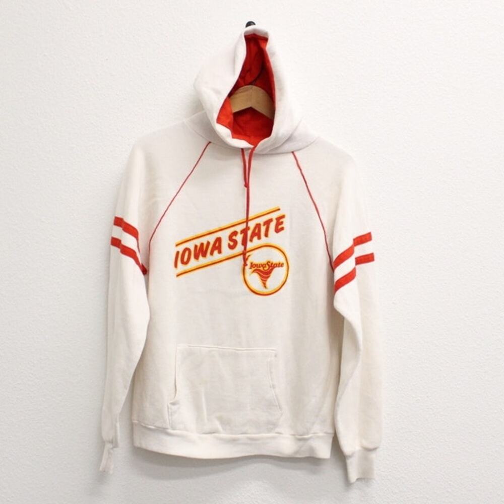 Vintage 80s Iowa State Cyclones White Hoodie Men’s Small NCAA College